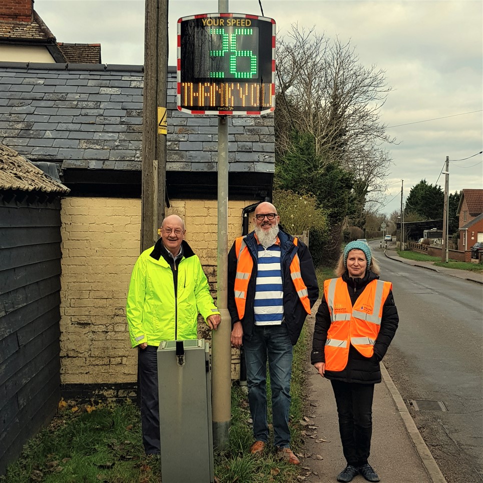 Dry Drayton Parish Council & Speed Watch have brought a Mobile Vehicle-Activated Speed Sign (MVAS) into operation on 15th December 2021